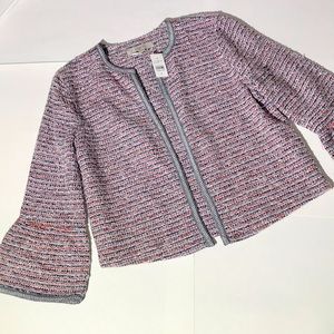 LOFT womens open hang blazer cropped medium NEW bell sleeves sweater wool